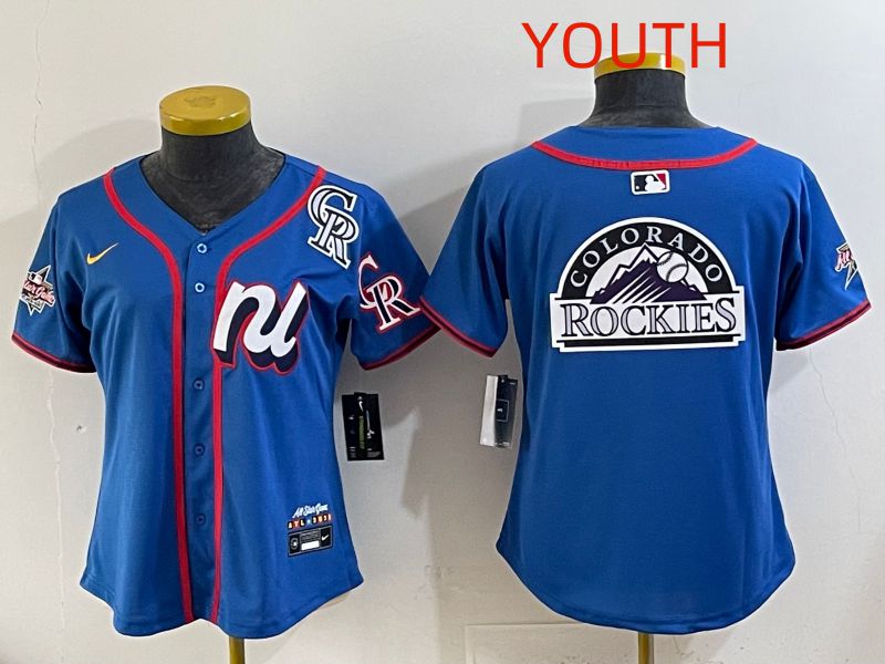 Youth 2025 Colorado Rockies Blank Blue All star Nike MLB Jersey style 05
